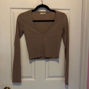 Wilfred free ribbed blush pink crop top